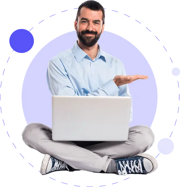 Developer with laptop illustration